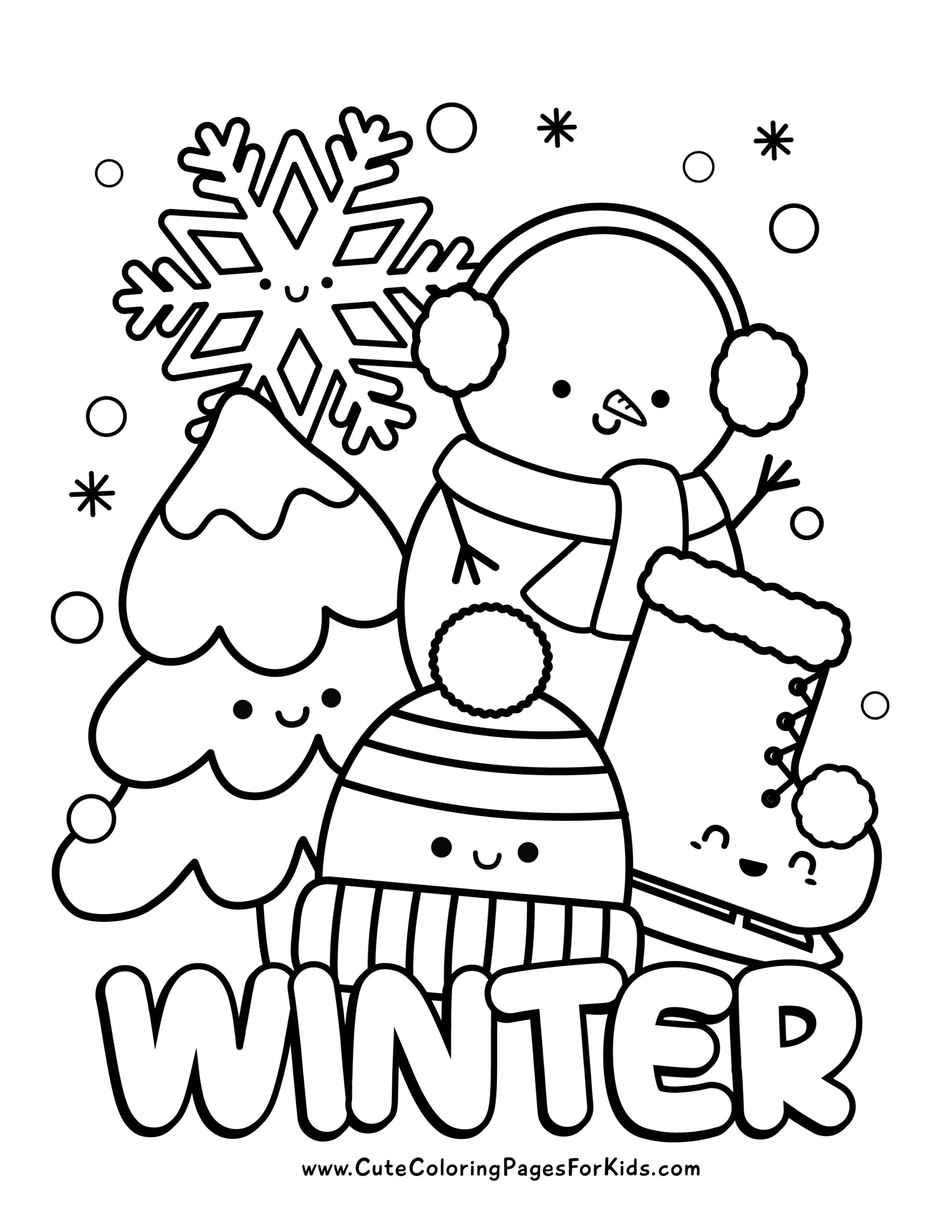 winter coloring pages (free printable pdf downloads) - cute